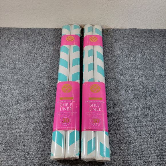 Macbeth Collection Shelf Liner Set Aqua Chevron Self Adhesive Removable 60 Sq Ft - Picture 1 of 5